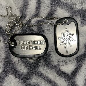 Silver Dog Tag Necklace with Black Edges